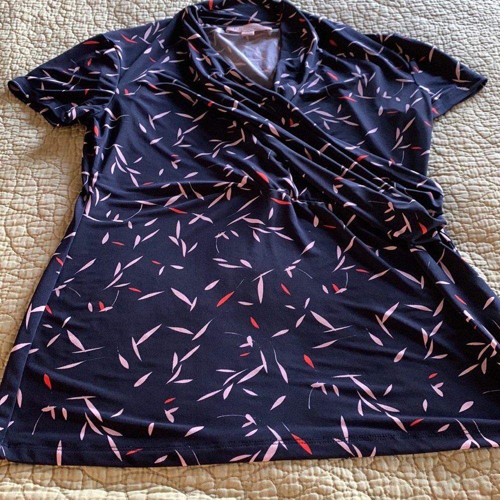 Philosophy Navy V-Neck Blouse Size Medium Petite - Picture 8 of 12